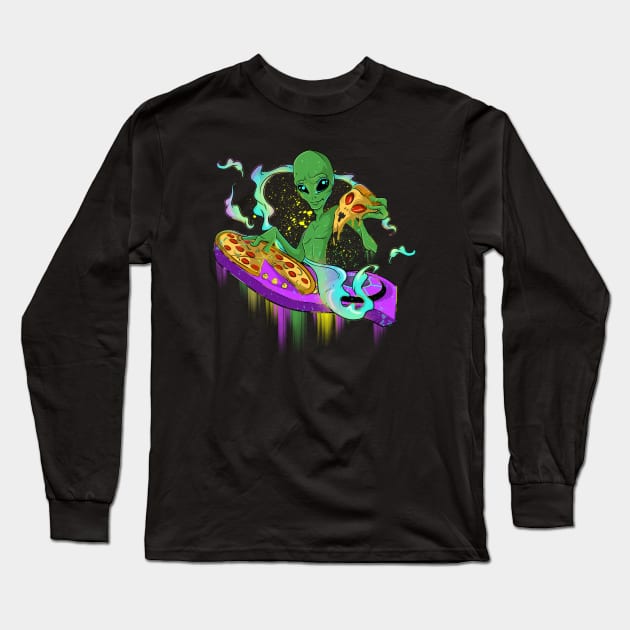 Dj Alien Pizza is Music Long Sleeve T-Shirt by Trendy Black Sheep